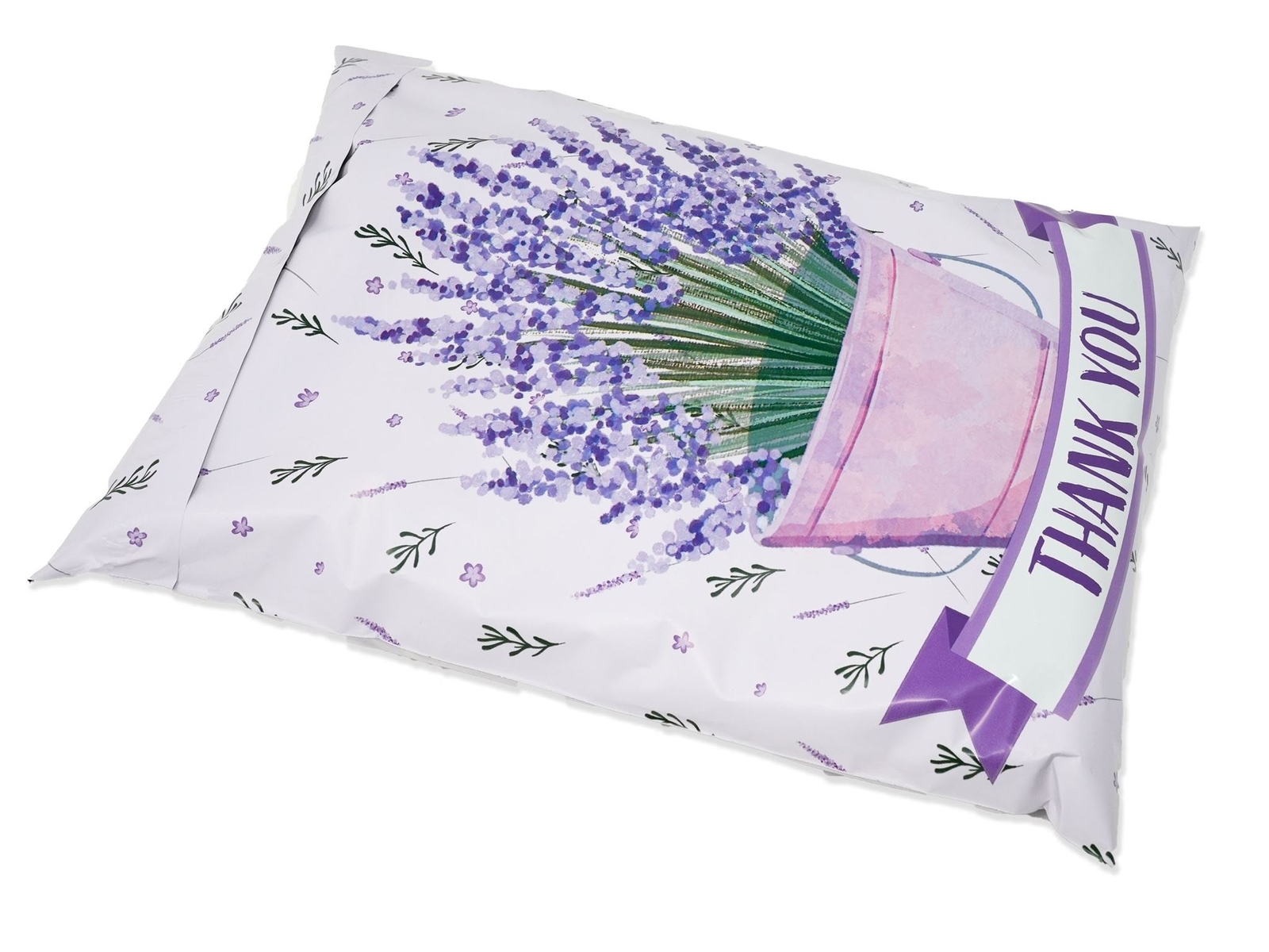10×13 Lavender Plant Thank you Poly Mailers, Self Sealing Purple Spring Summer M