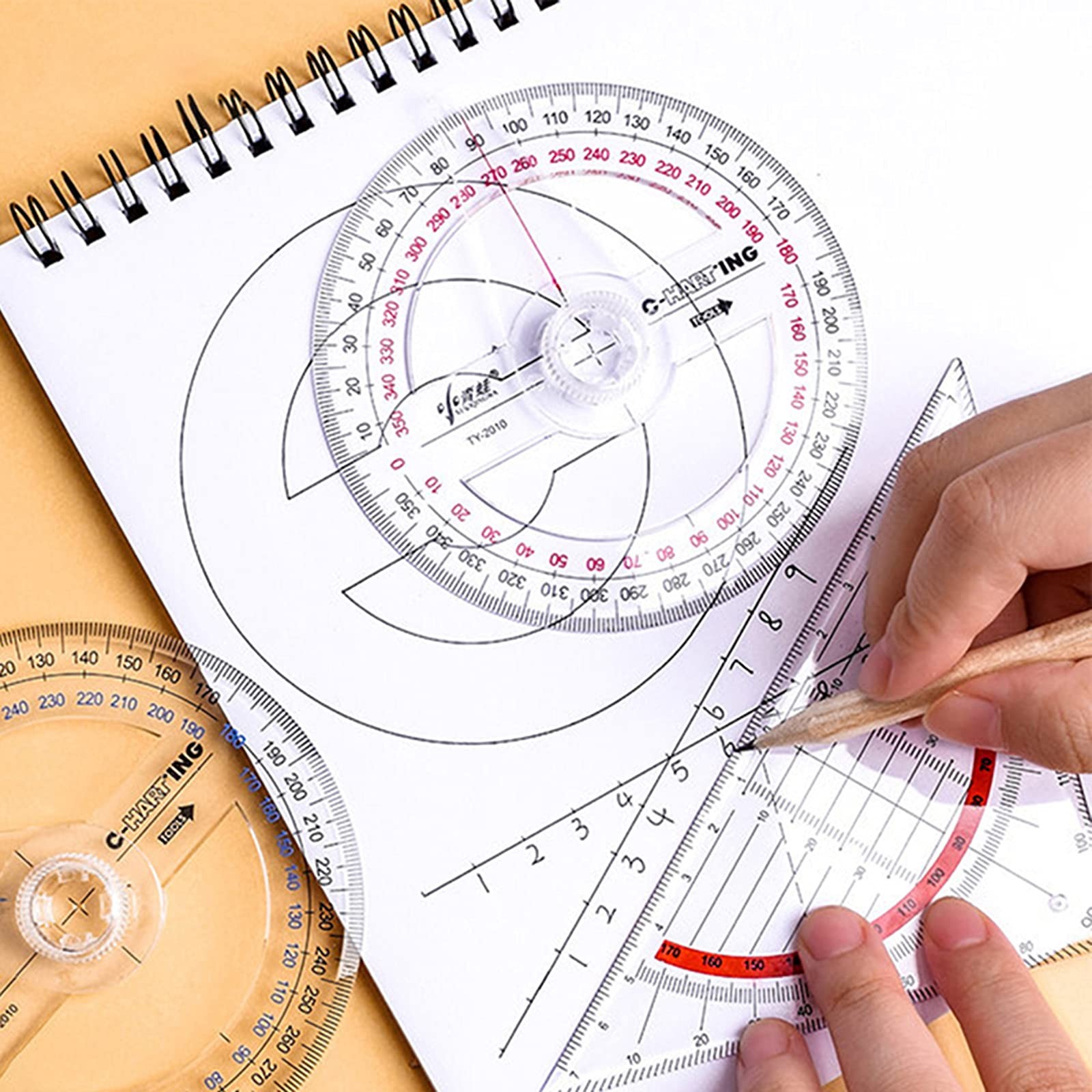 360° Protractor Pack of 2 Protactors Plastic Protractor Math Protractors Clea…