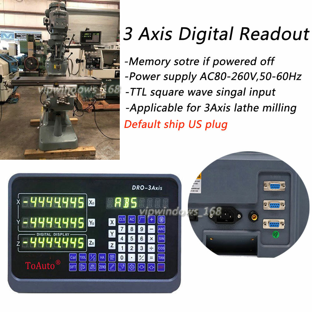 3 Axis Digital Readout DRO kit for bridgeport 350mm+450mm+950mm Linear Scales