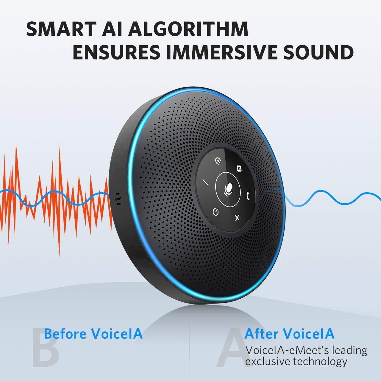 Bluetooth Speakerphone M2 Black Conference Speaker for 5-8 People Business Confe