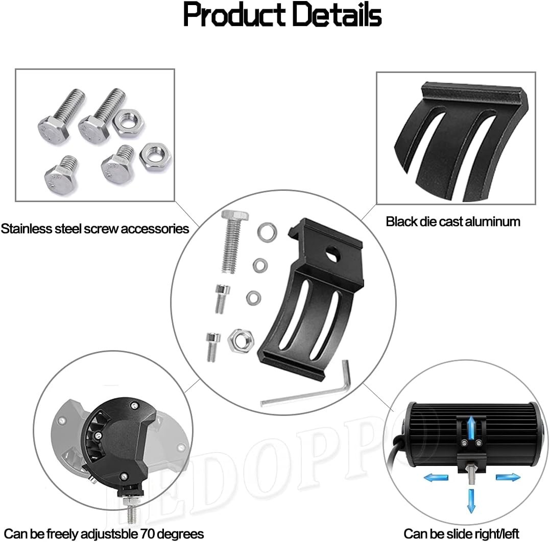 LED Light Bar Mounting Brackets Kit – 2PCS Bottom Mounted Slide Base Bracket …