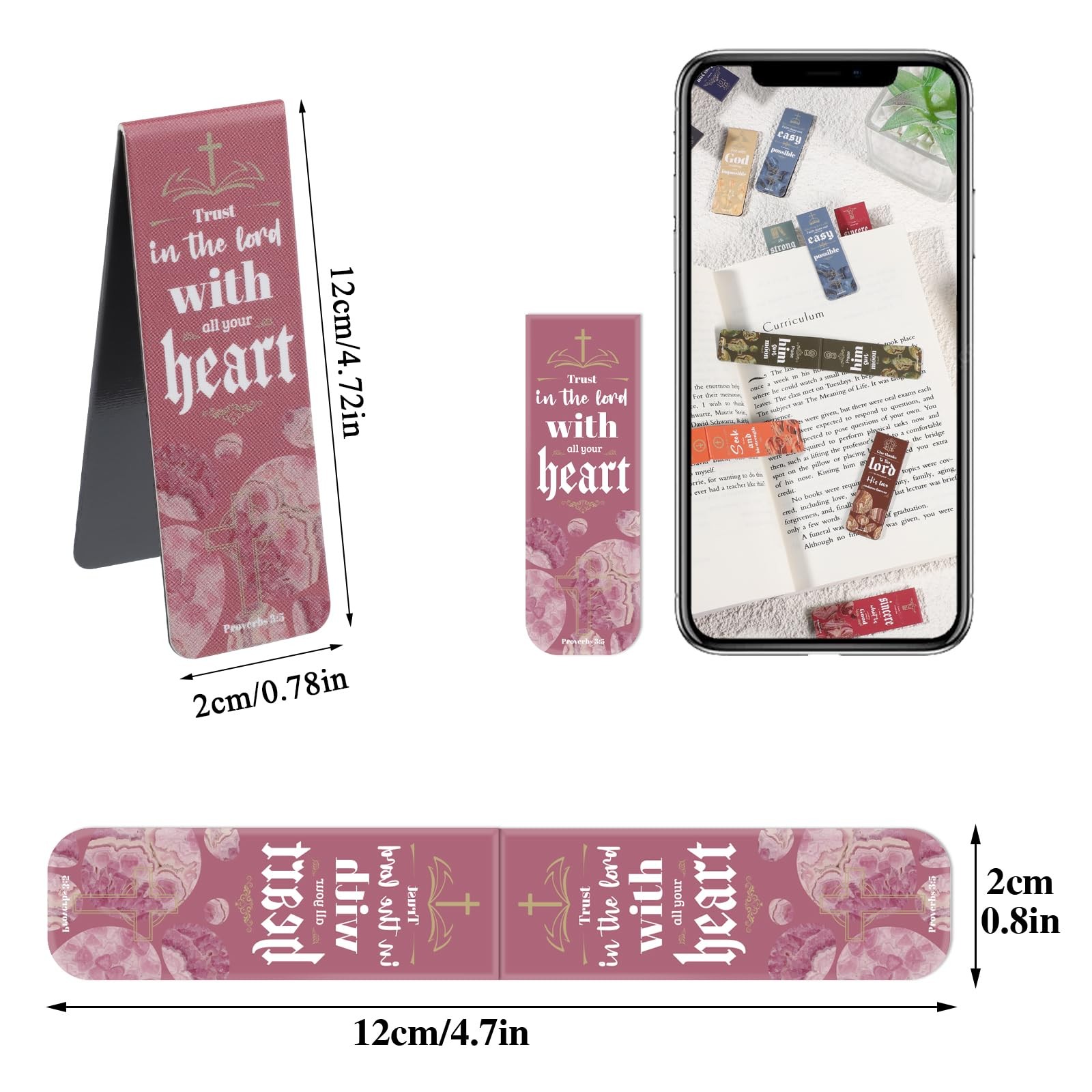 48 Pcs Bible Verse Magnetic Bookmarks Christian Page Markers 24 Styles
