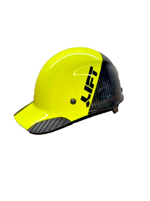 LIFT SAFETY-CAP STYLE-CARBON FIBER-50/50 HI-VIZ YELLOW & BLACK-ANSI CLASS C