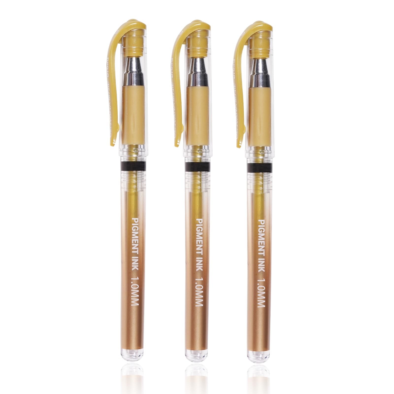 IOMDRWU Gold Gel Pens, 1.0mm Ink Pen Set, 1 Count (Pack of 3),