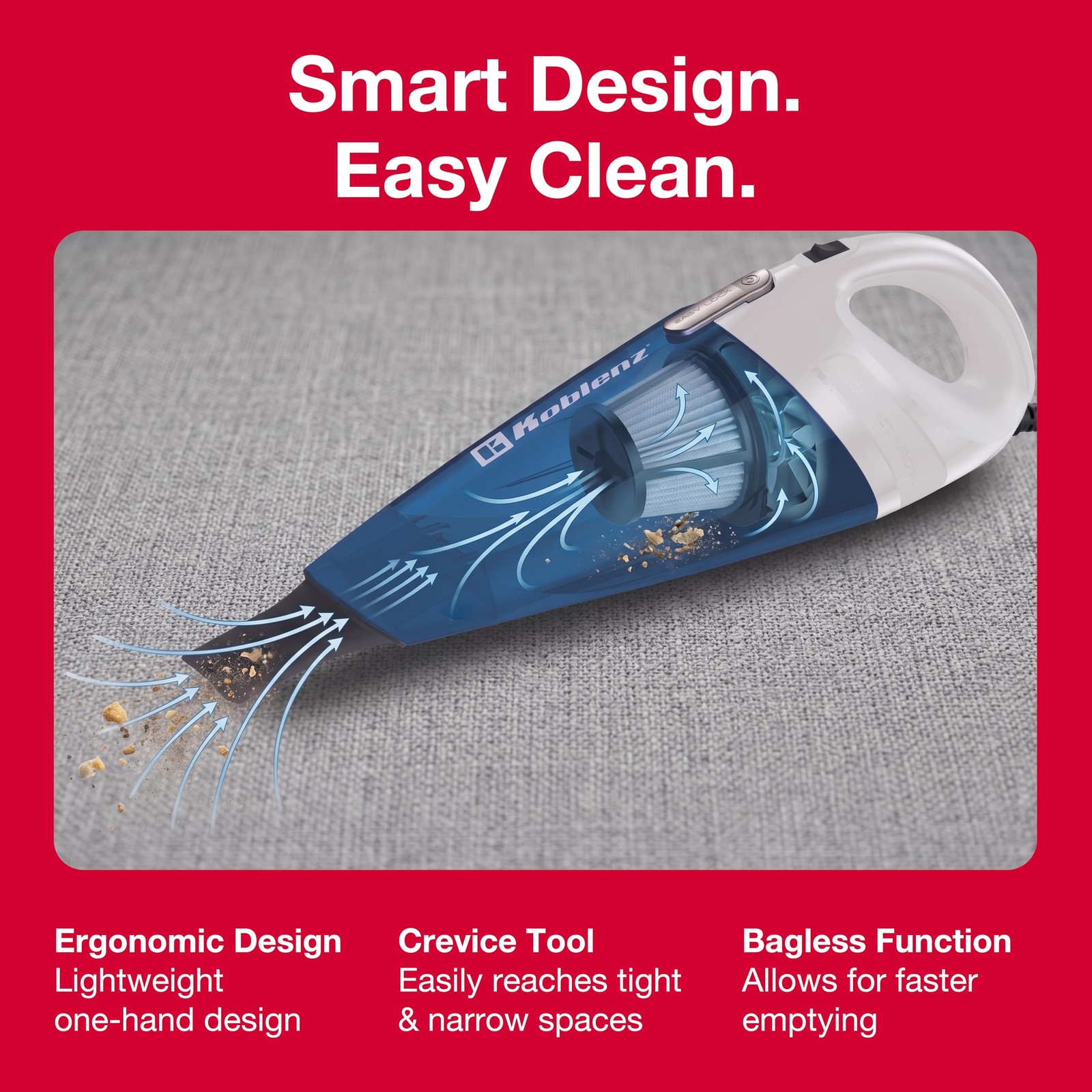 Koblenz HV-120 KG3 Corded Handheld Vacuum Cleaner, 400W Motor