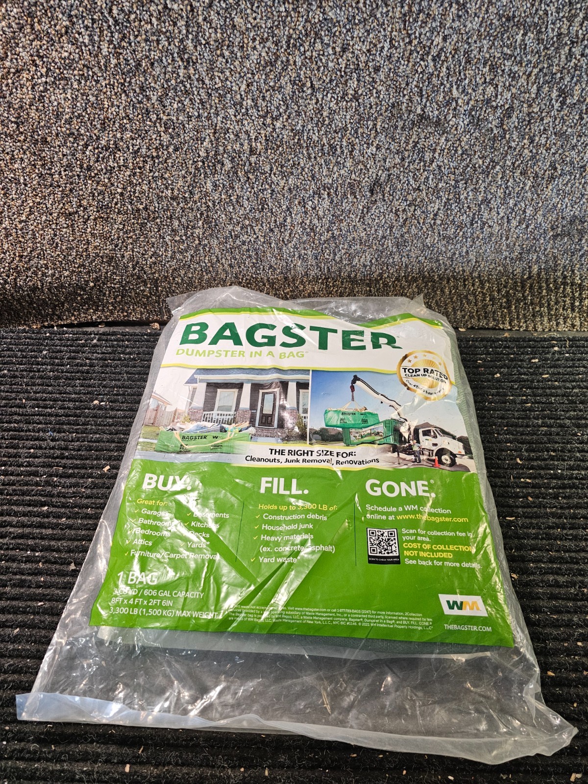 Bagster 3CUYD Trash Container Bag With a Capacity Of Up to 3,300 Pounds, Green