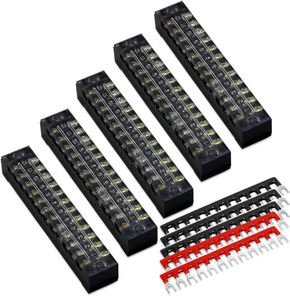 10pcs 5 Sets 12 Positions Dual Row 600V 15A Screw Terminal Strip Blocks with …