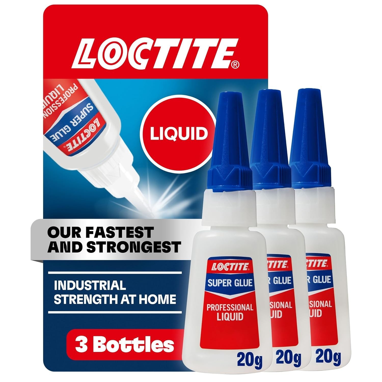 Super Glue Liquid Professional, 20g Bottle Pack of 3 Heavy‑Duty Instant Adhes…