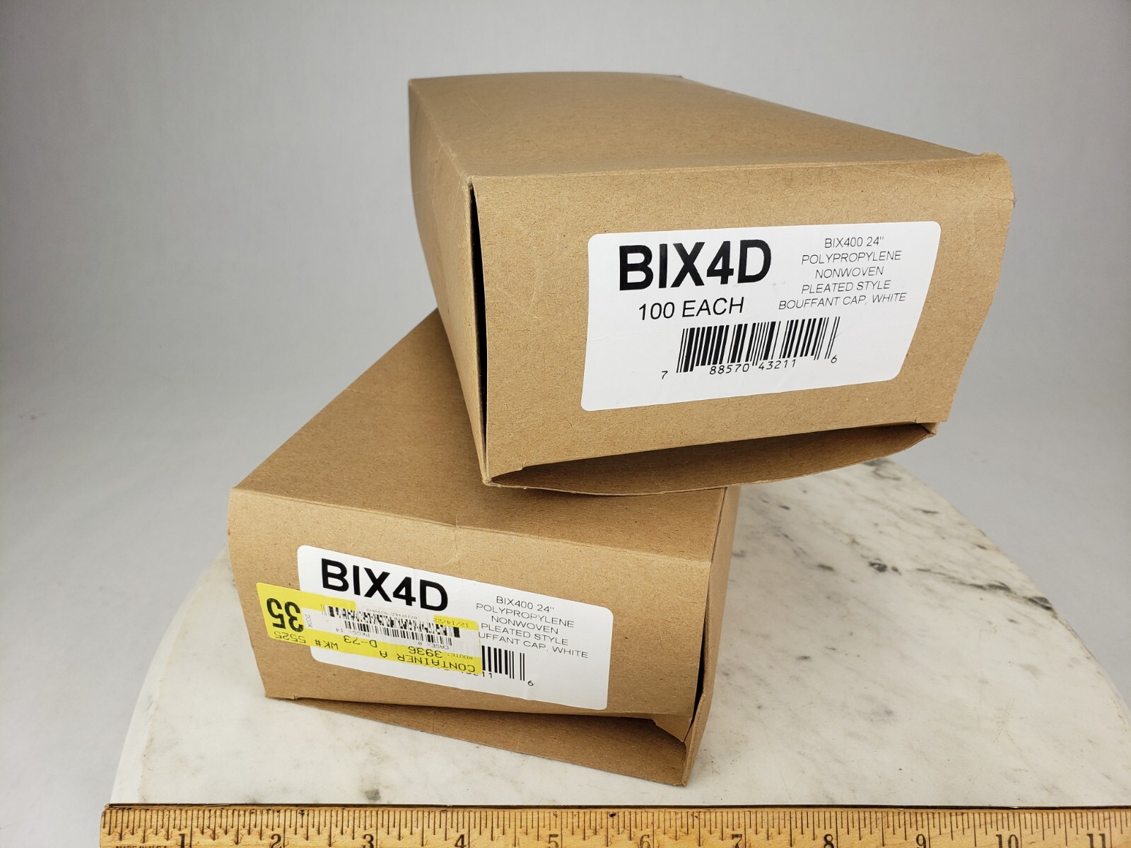 200 ish Count – BIX400 24″ White Bouffant Cap Non Woven Disposable Hairnet Large