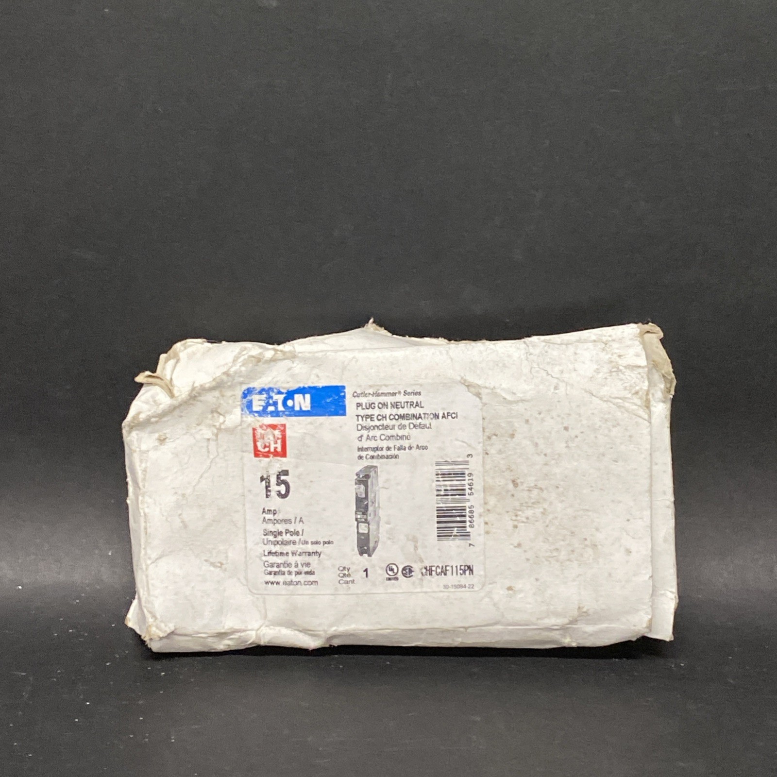 Eaton CHFCAF115PN 15A Plug-On Neutral Circuit Breaker Open Box YM