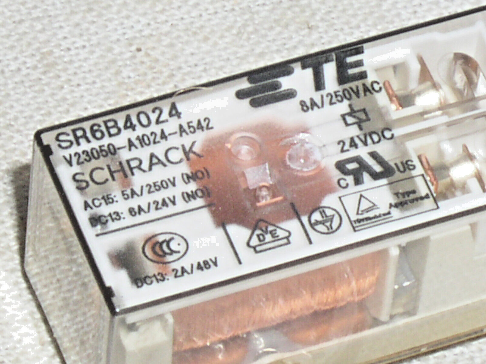 NEW TE SCHRACK 6 POLE 6PST 24V DC COIL 250VAC 8A 8 A AMP SAFETY PCB POWER RELAY