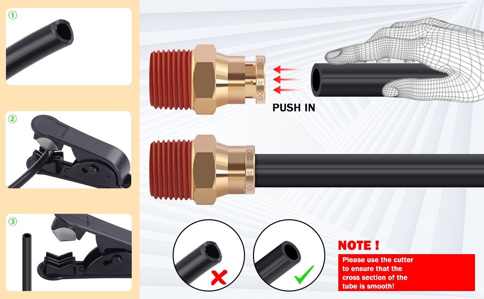 CheeMuii 100 FT 1/4″ DOT Air Line w 34 Pcs Brass DOT Air Line Fittings Kit 30.5m