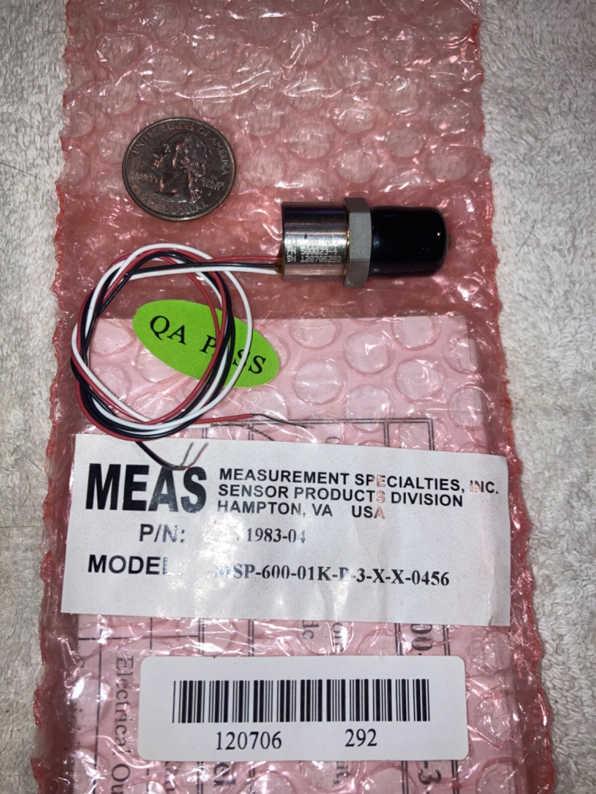 MEASUREMENT SPECIALTIES 0-1000 PSI PRESSURE TRANSDUCER