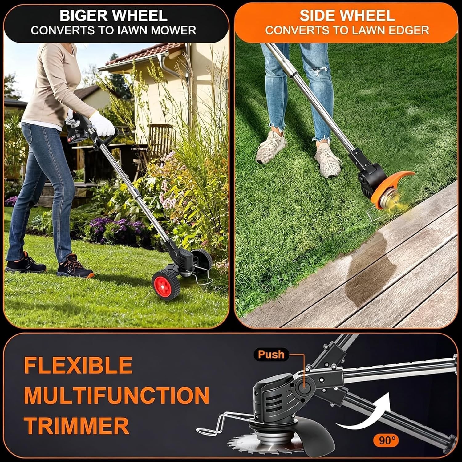 Cordless Weed Wacker 21V Stringless Weed Wacker Battery Powered Lightweight 3…