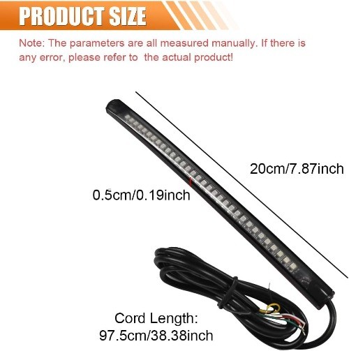 Universal 8″ Flexible Waterproof LED Strip Tail Brake Stop Light Bar for Car, Mo