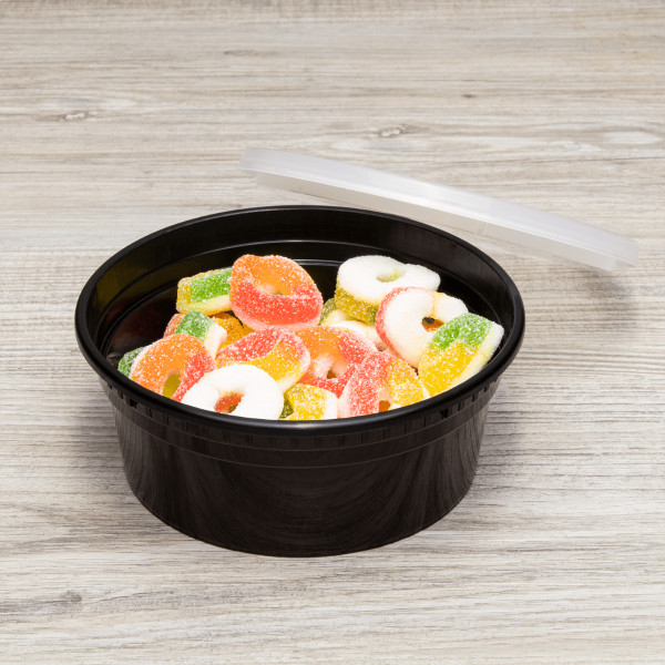 Karat 8 oz Black PP Injection Molded Round Deli Containers with Lids – 240 Sets