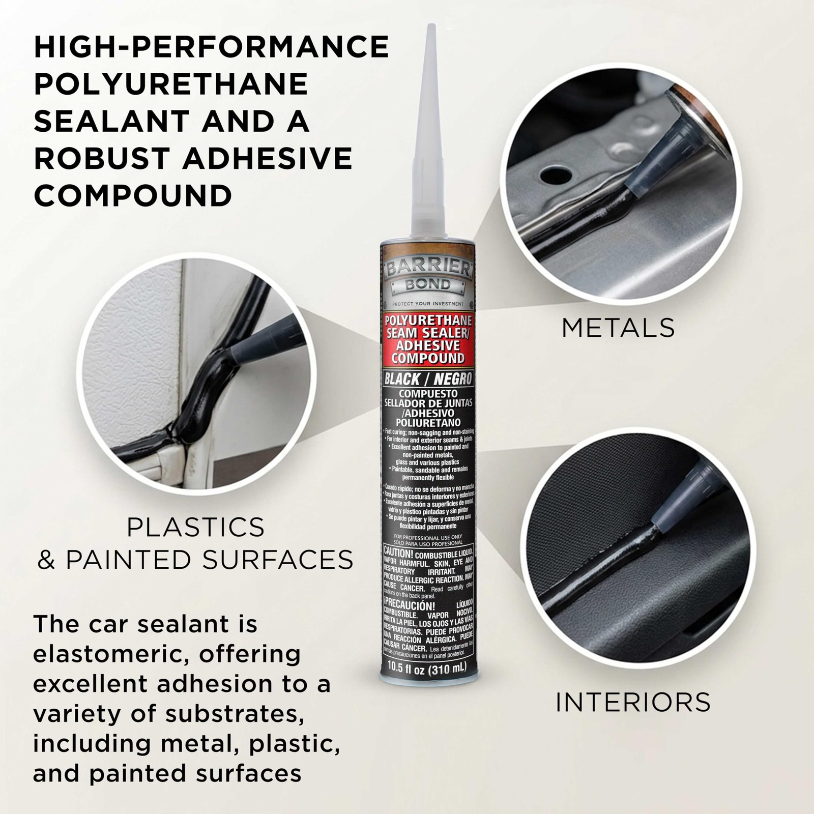 Black Polyurethane Seam Sealant Adhesive 10.5oz Automotive RV Sealer