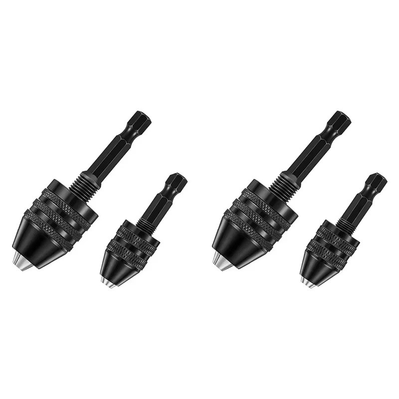 4x 1/4″Hex Shank Keyless Chuck Adapter Drill Bit Quick Change Driver Converter