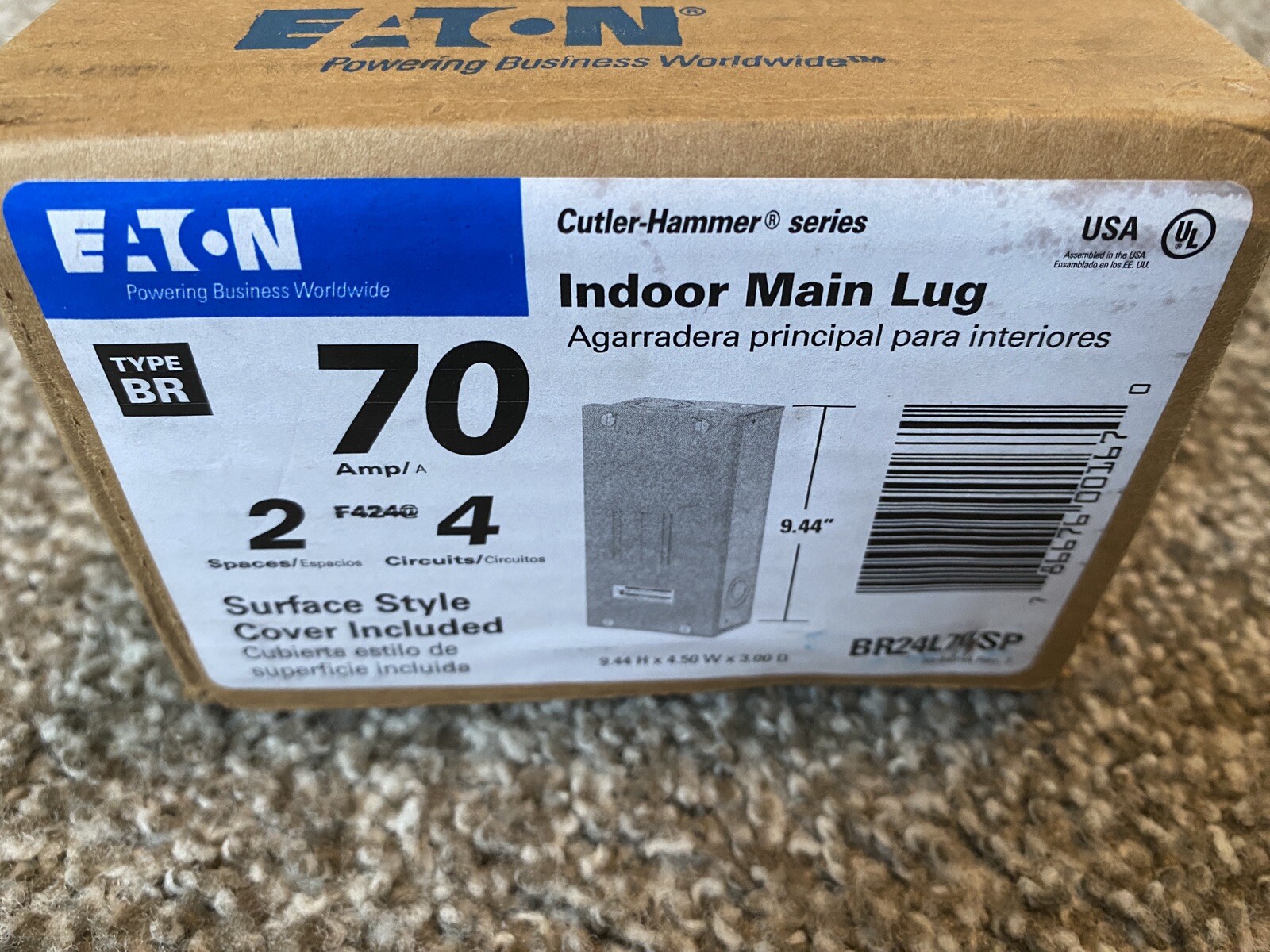 Eaton Cutler-Hammer 70 amps 120/240 V 2 space 4 circuits Surface Mount Main Lug