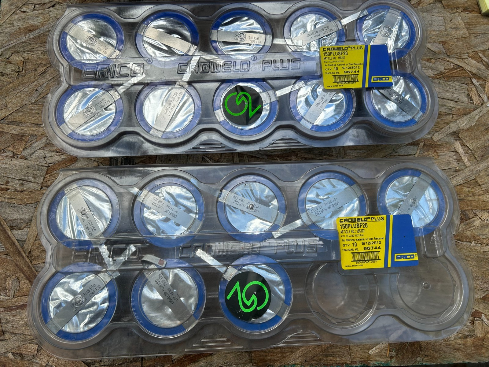 Erico Cadweld 150PlusF20 exothermic weld metal material, clamshell lot of 10.