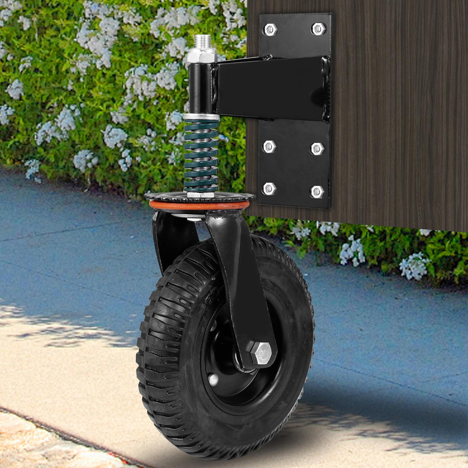 8″ Gate Wheels Heavy Duty Spring-Loaded Gate Caster For Wooden Metal Tube Gate