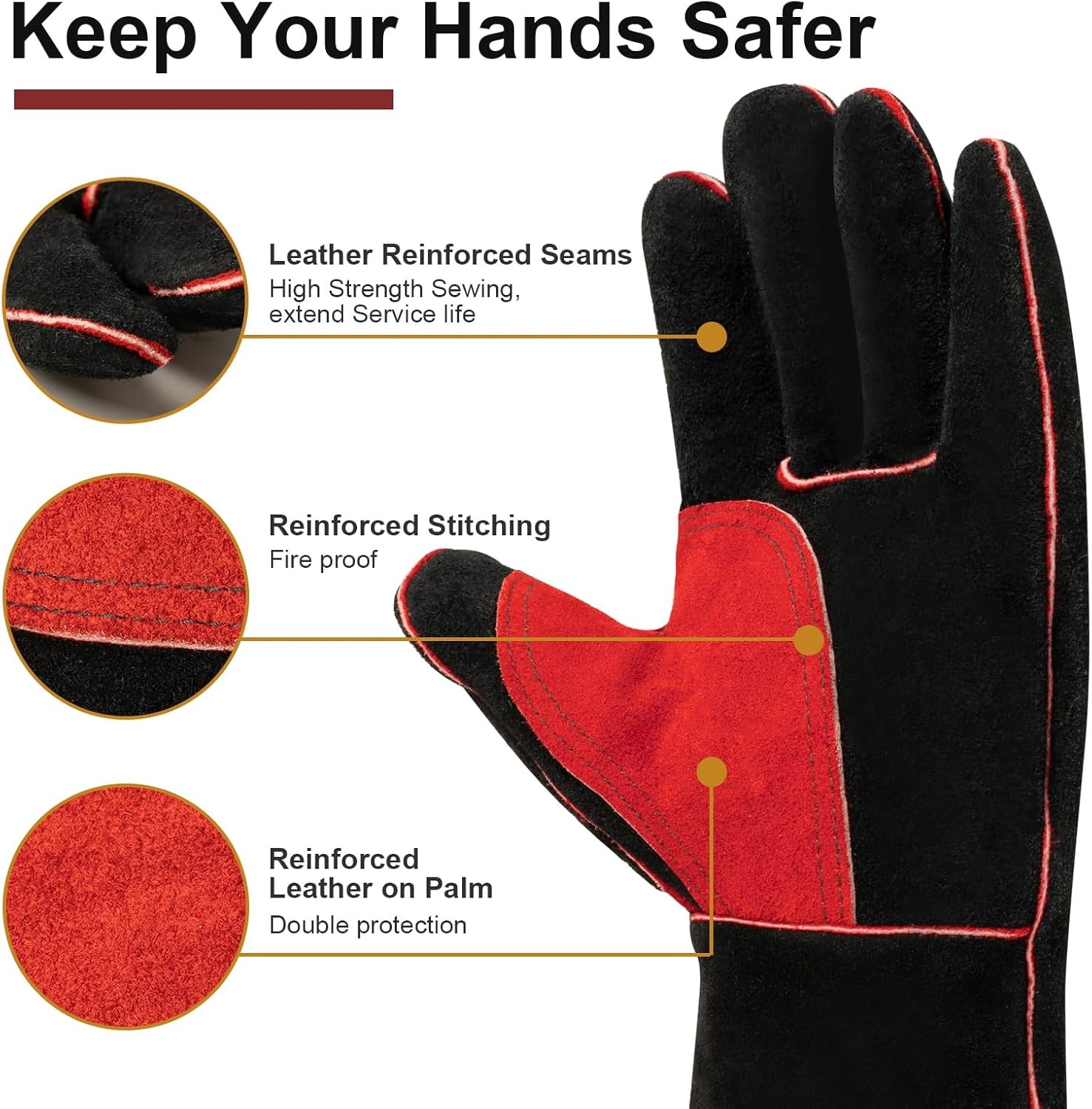 ARCCAPTAIN Leather Forge Welding Gloves 16 inches Gloves for Stick Mig Tig BBQ