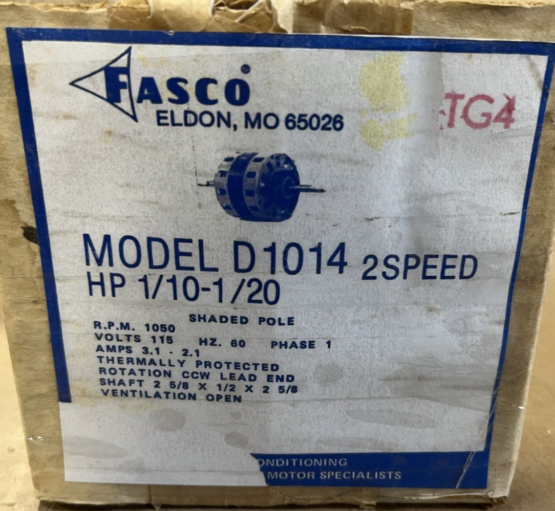 Fasco D1014 Shaded Pole Motor 1/10 1/20 HP 1050 RPM 115 Volts