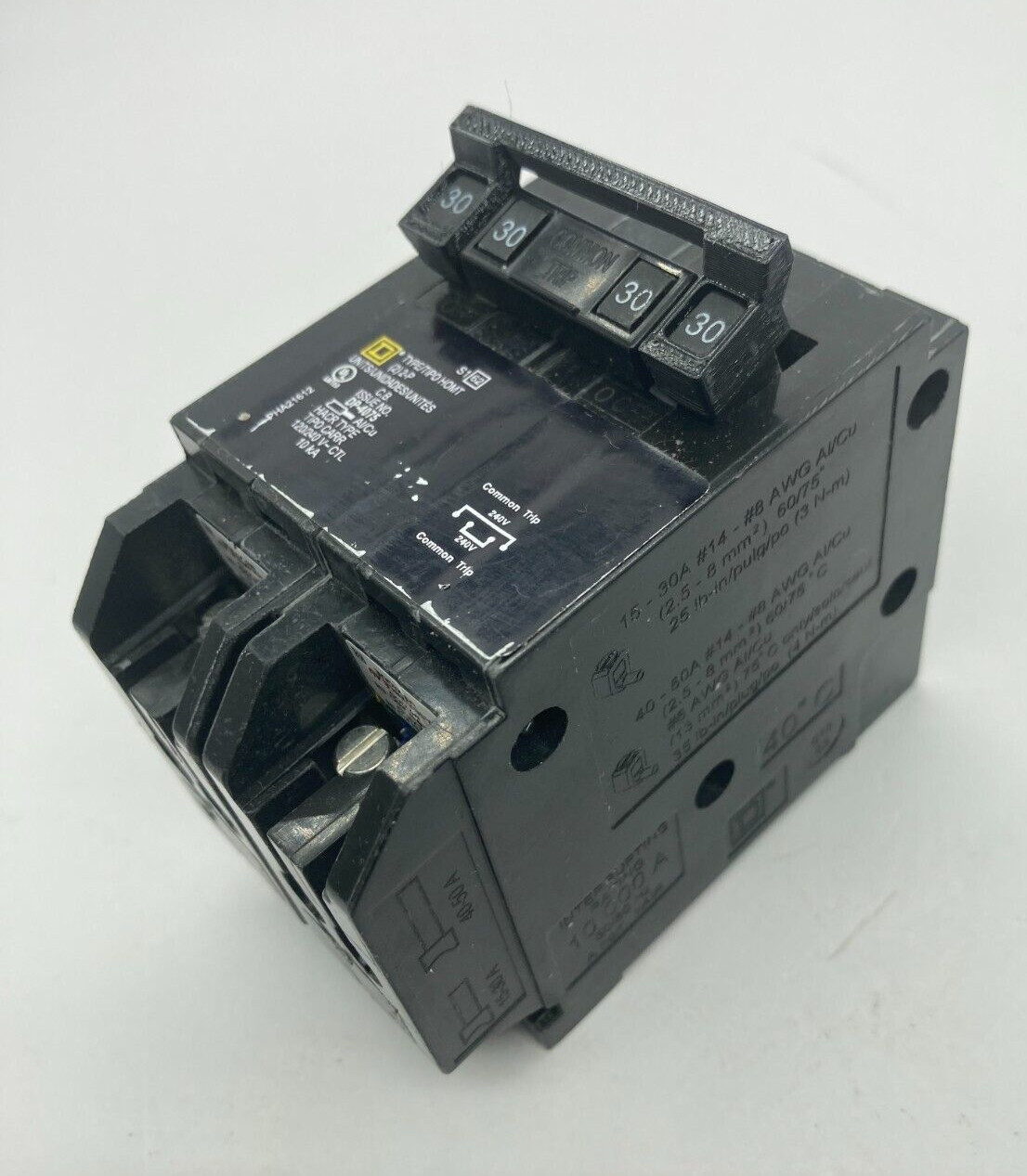 Homeline HOMT230230CP Quad Two 2 Pole 30 Amp 120/240V Plug In Square D Breaker