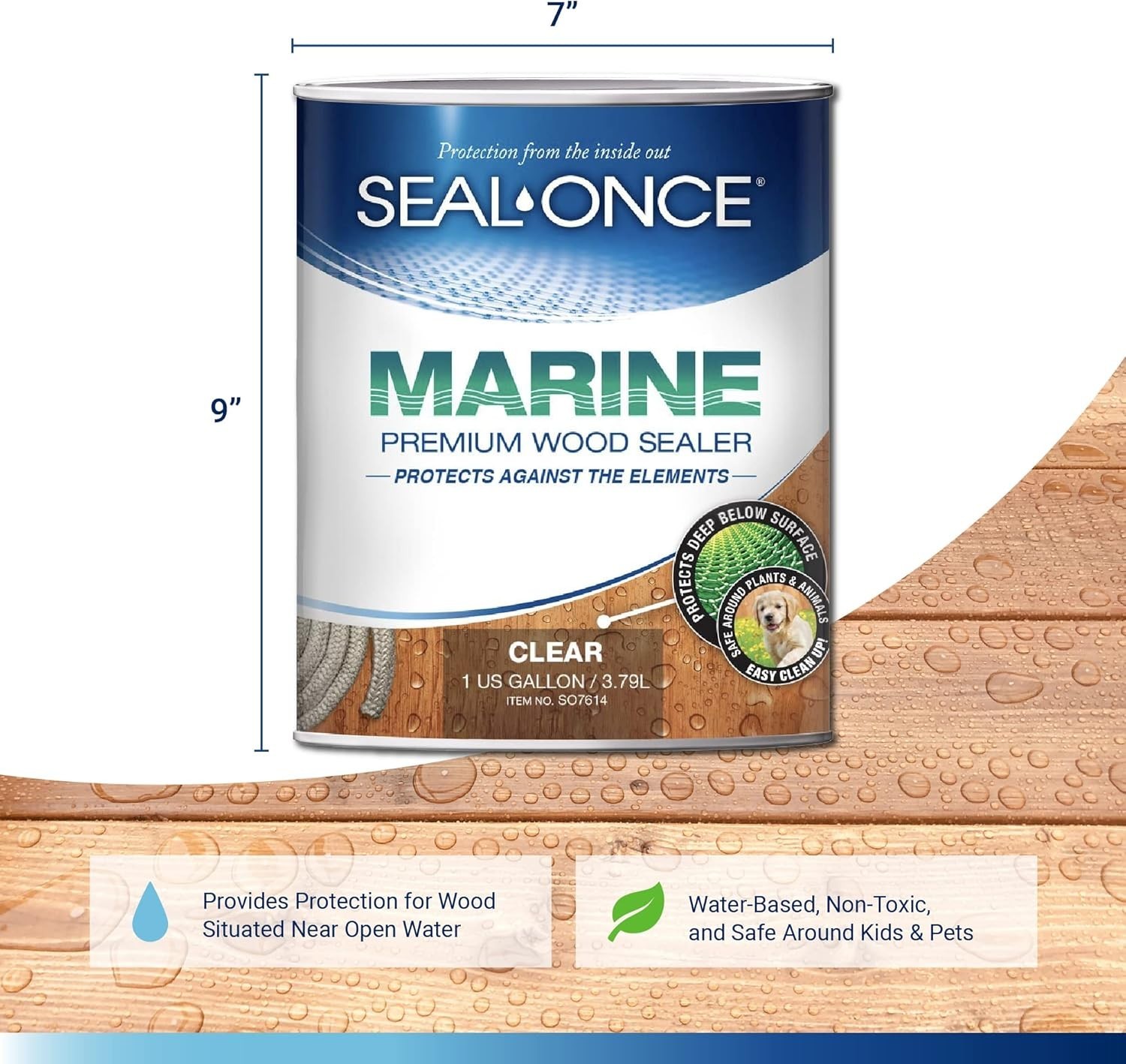 Fast-Drying 1 Gallon Wood Sealer & Stain | Waterproof for High-Moisture Areas
