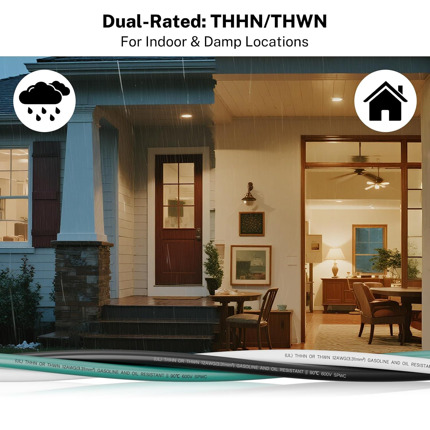 12 AWG THHN/THWN Copper Wire, 3-Color, Pre-Twisted, 25 FT | UL Listed Stranded C