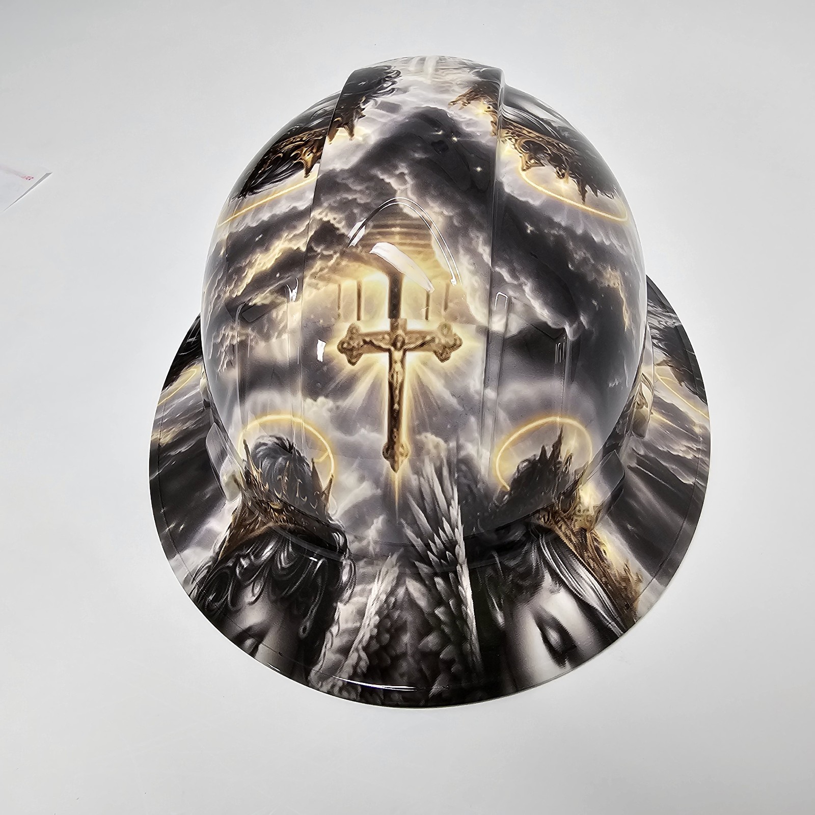 full brim hard hat custom hydro dipped IN JESUS WITH CHERUBS LIVE IN THE LIGHT
