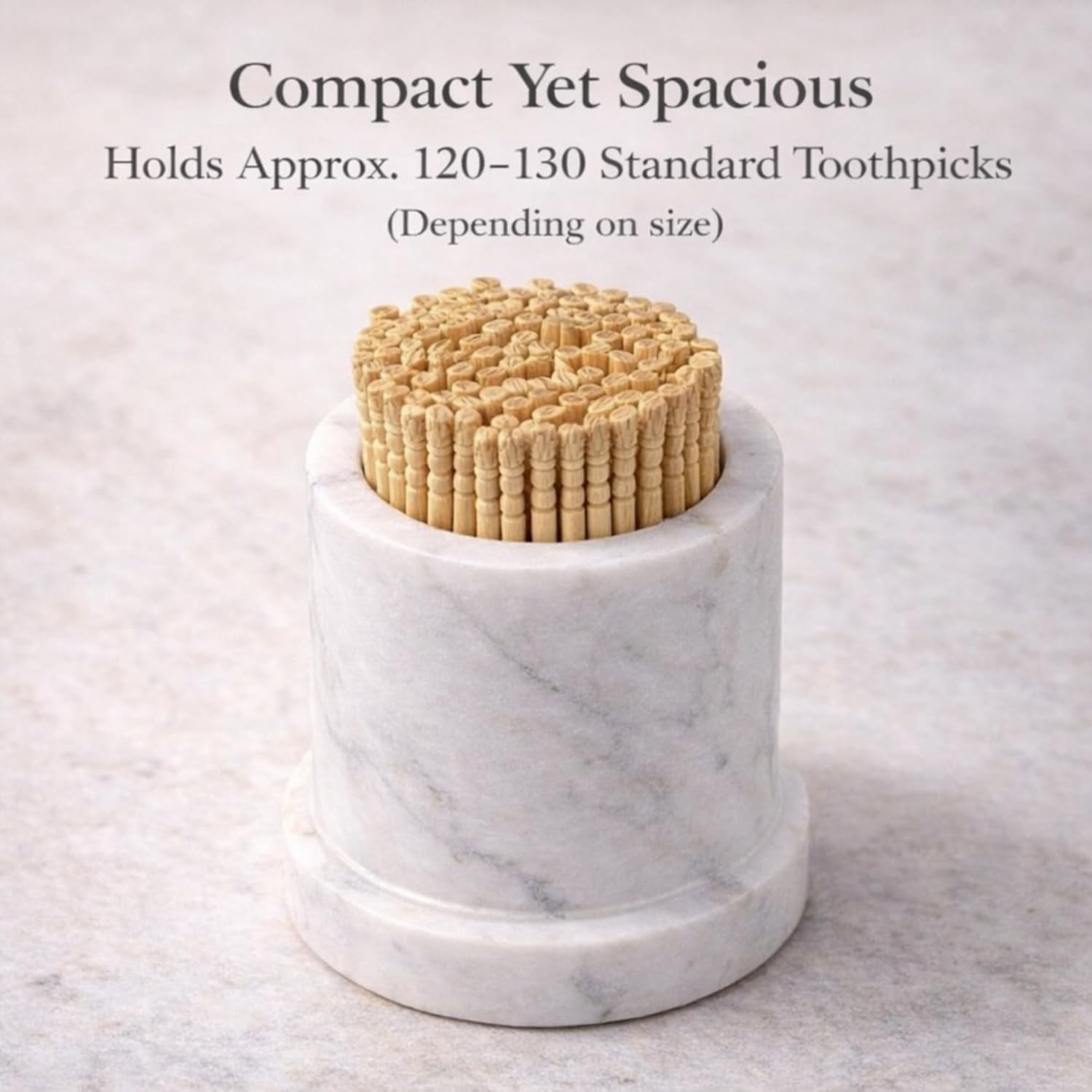 White Marble Toothpick Stick Holder with Lid | Tooth pick Dispenser For Kitchen,