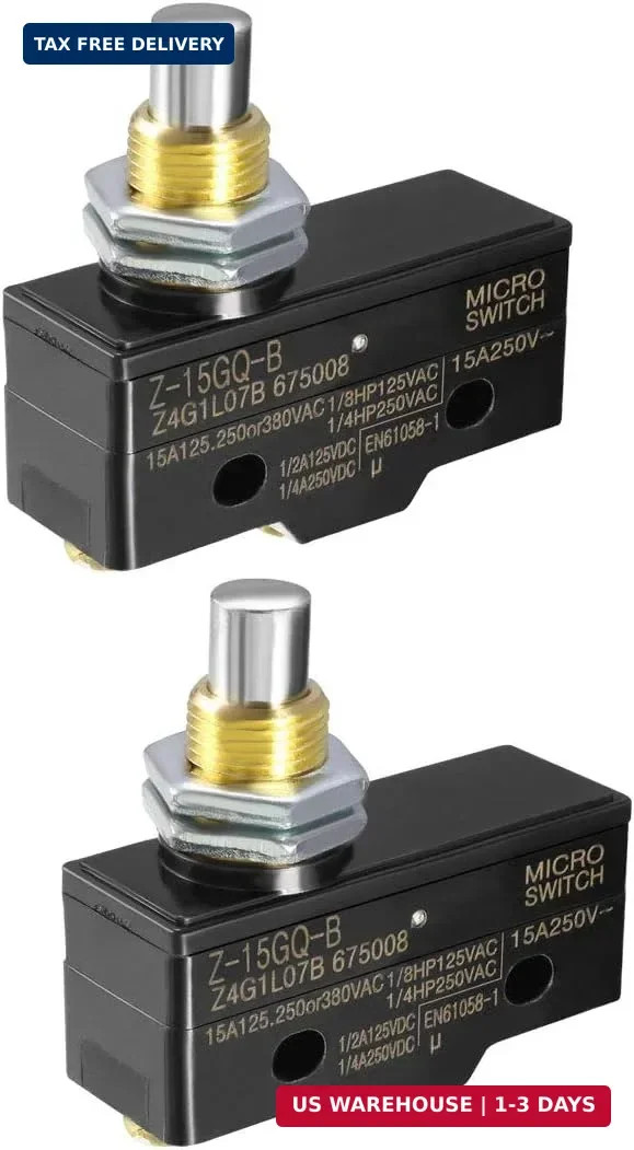 uxcell 2PCS Z-15GQ-B 1NO + 1NC Panel Mount Snap Button Type Micro Limit Switch,
