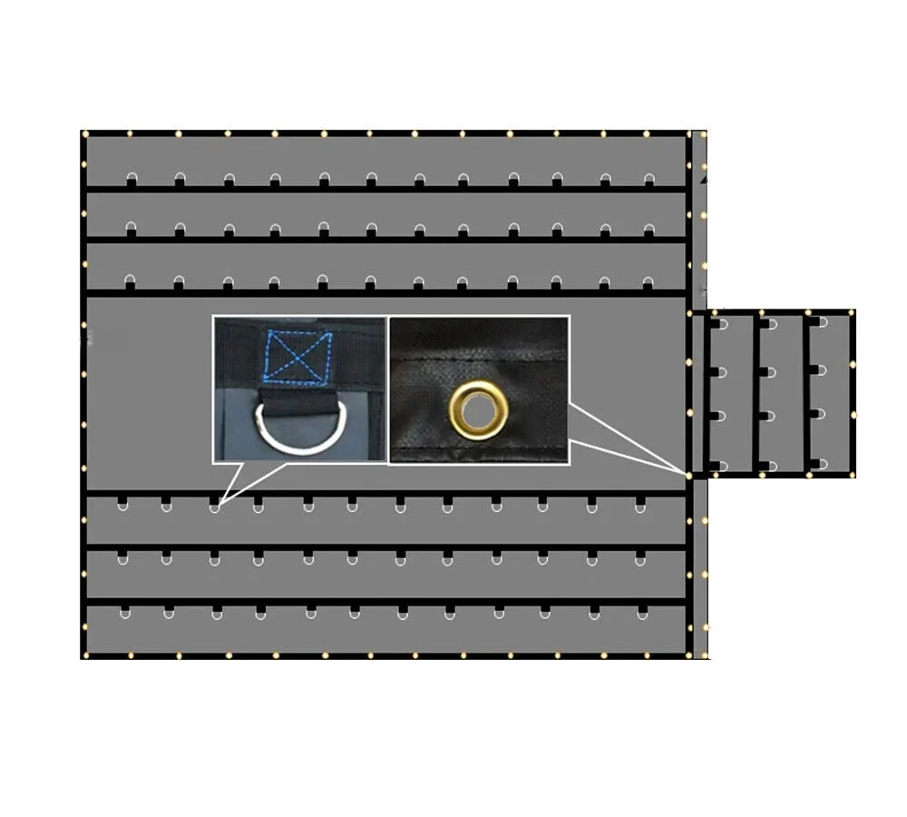 24’x27′ Flatbed Trailer Heavy Duty Tarp – 18Oz Vinyl Black Lumber Tarp (8′ Drop)