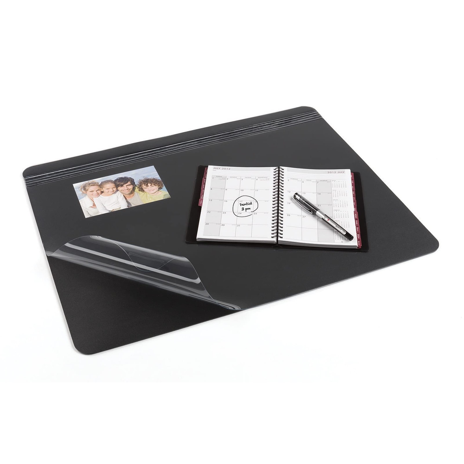 Office Depot Overlay Desk Pad, 19in. x 24in., Black/Clear, 19″ x 24″, Black