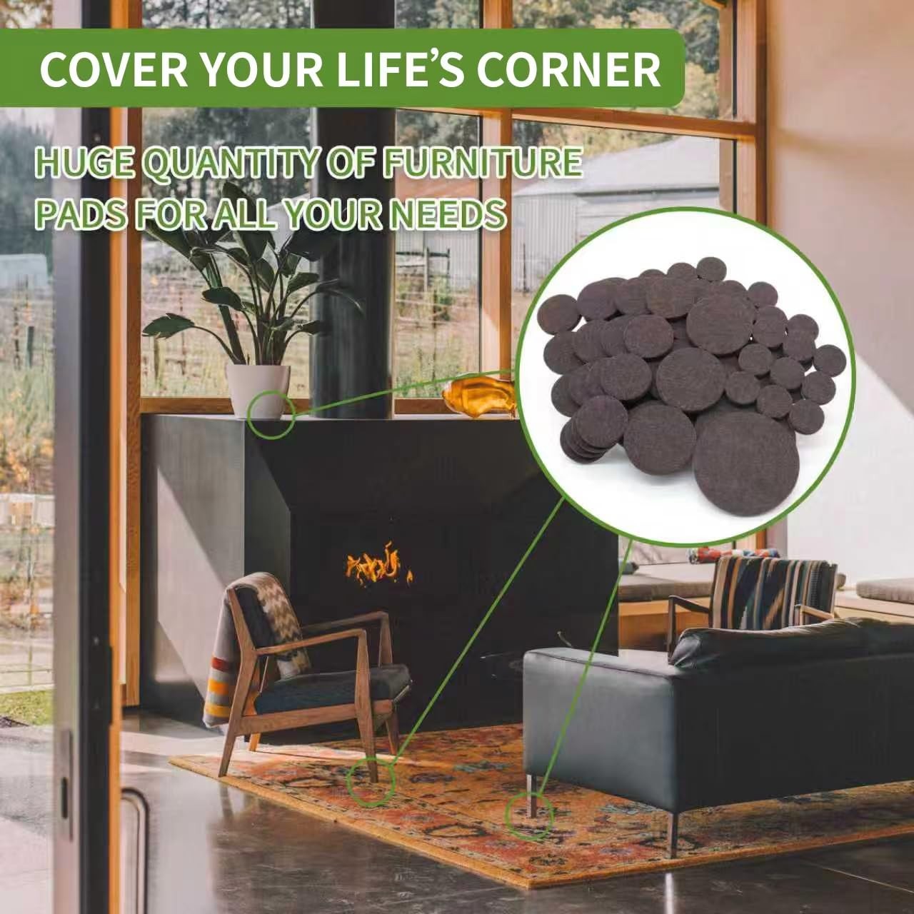 COVERCORNER Felt Furniture Pads 68PCS Value Pack Round Dark Brown, Brown