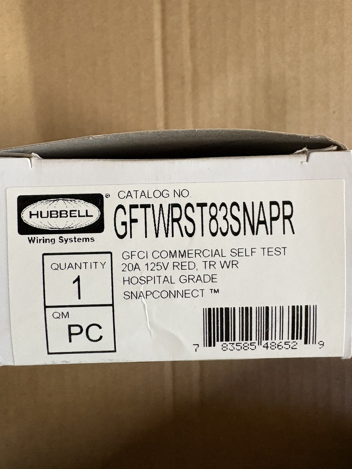 HUBBELL GFTWRST83SNAPR GFCI Rceptcle,Hspital,Red,20A,