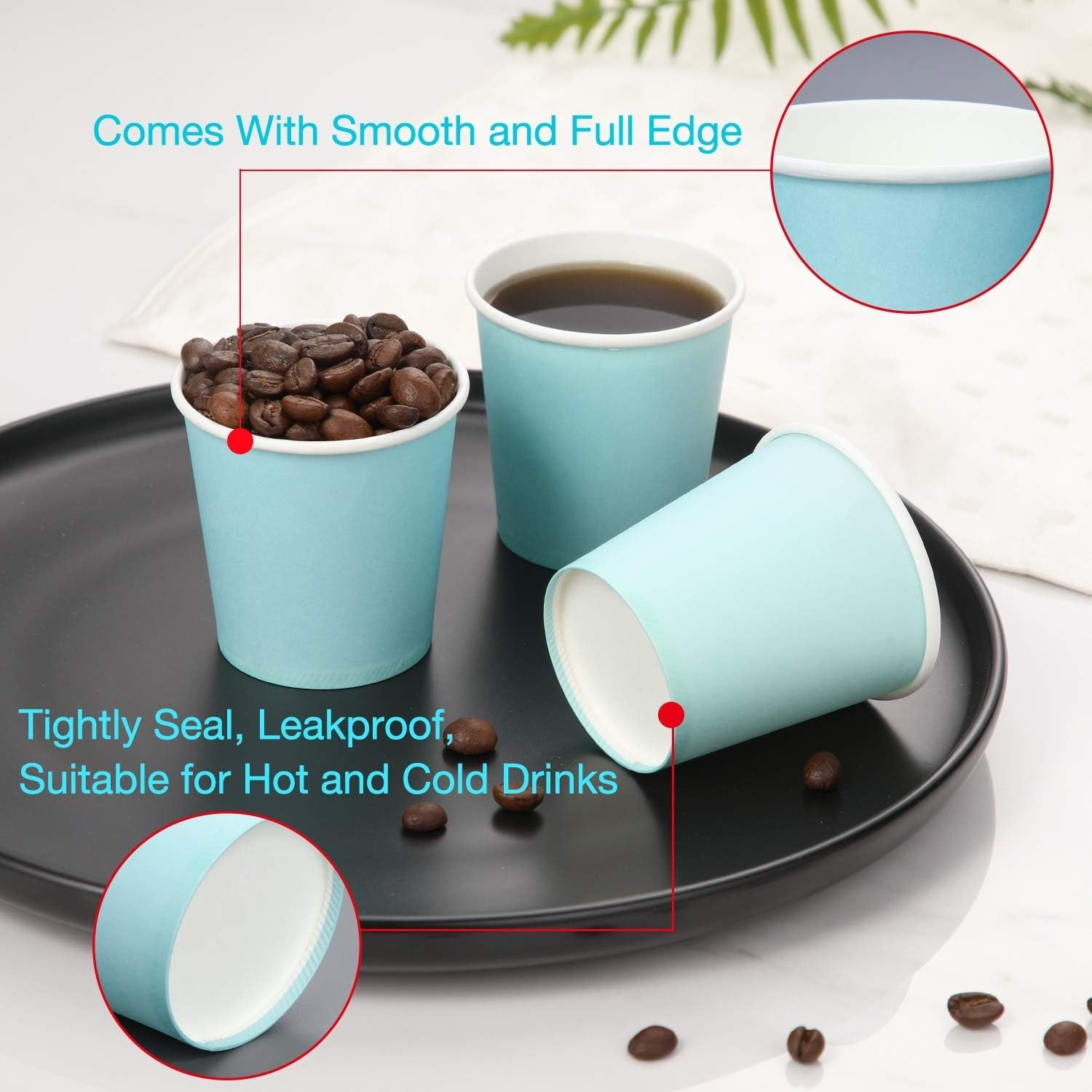 [210 Pack] 3 Oz Paper Cups, Sky Blue Mouthwash Cups, Disposable Bathroom Cups, E
