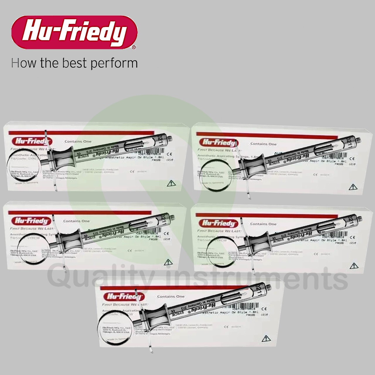 Lot of 5 Hu-Friedy CW Style Dental Anesthetic Aspirating 1.8ml Syringe SYRCW