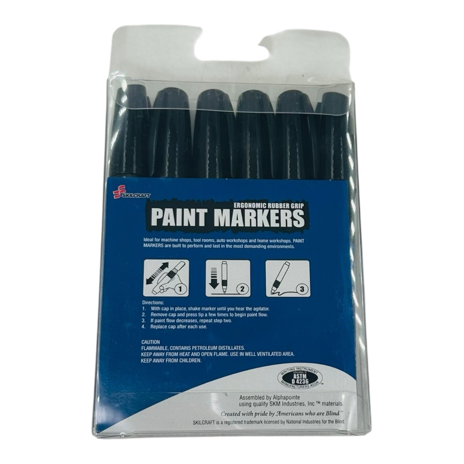6 Count Oil Based BLACK Paint Markers for Wood Metal Glass Plastic – Rubber Grip
