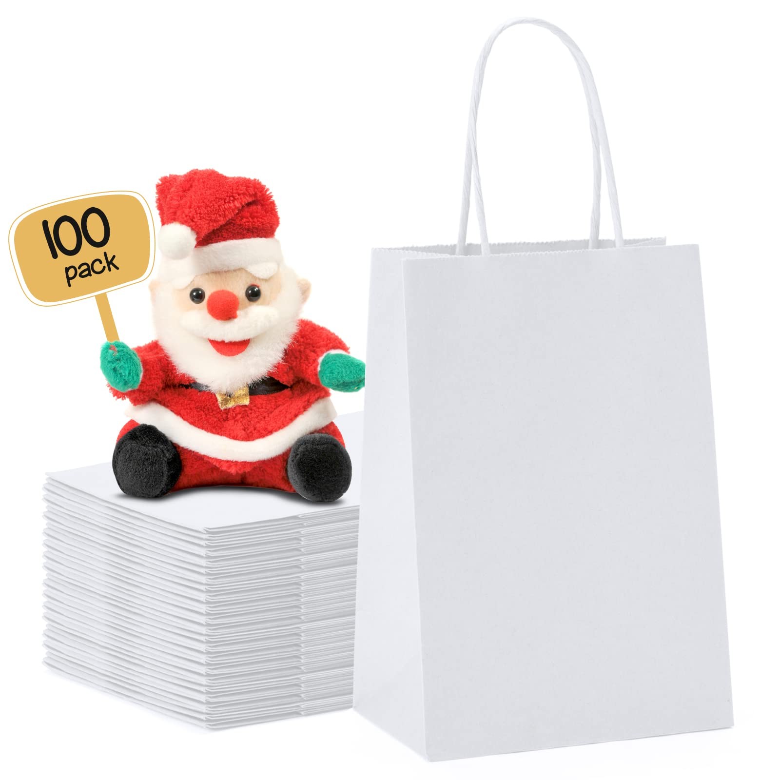 METRONIC Gift Bags 5.25×3.75×8 1 Count (Pack of 100), White