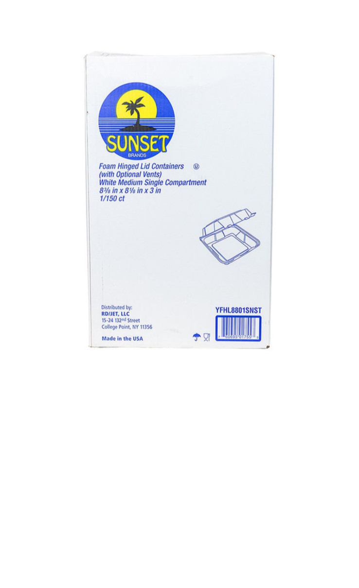 Sunset 1 compartment container, 8 by 8,150 ct