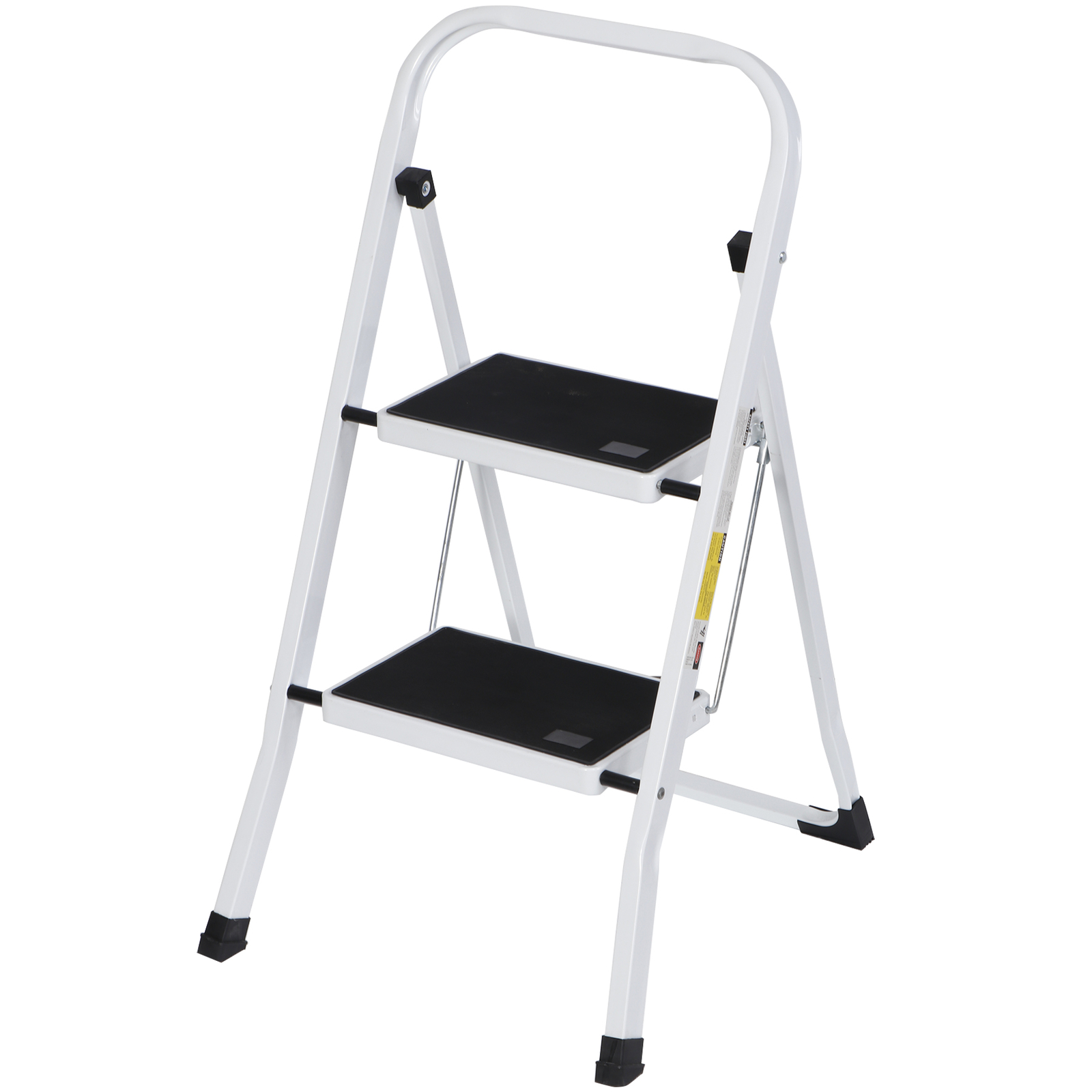 2 Step Ladder Folding Steel Step Stool Wide Anti-slip Pedal 350Lb Capacity White