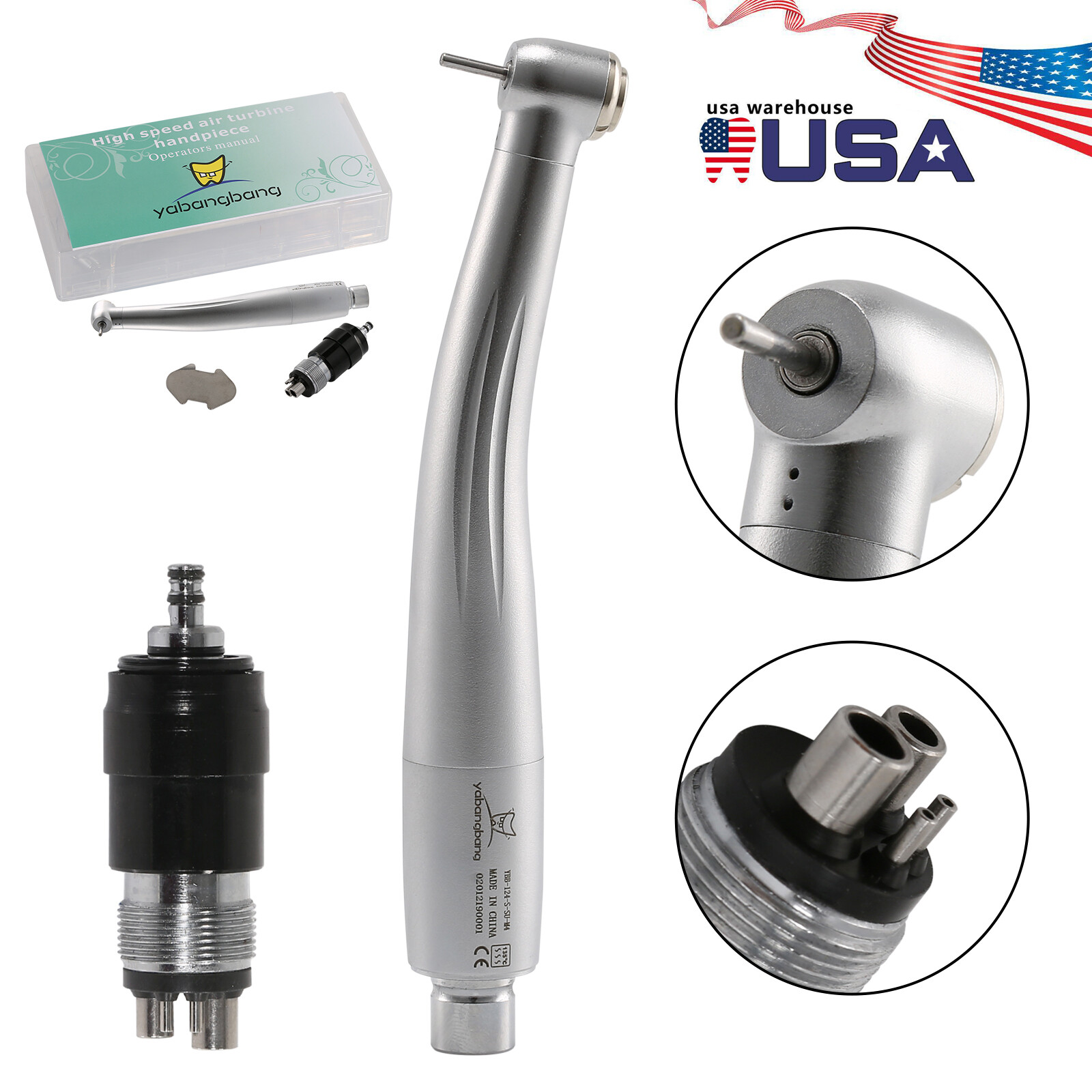 NSK Style Dental High Speed Turbine Handpiece Standard Head 4Hole Coupler YBNKM