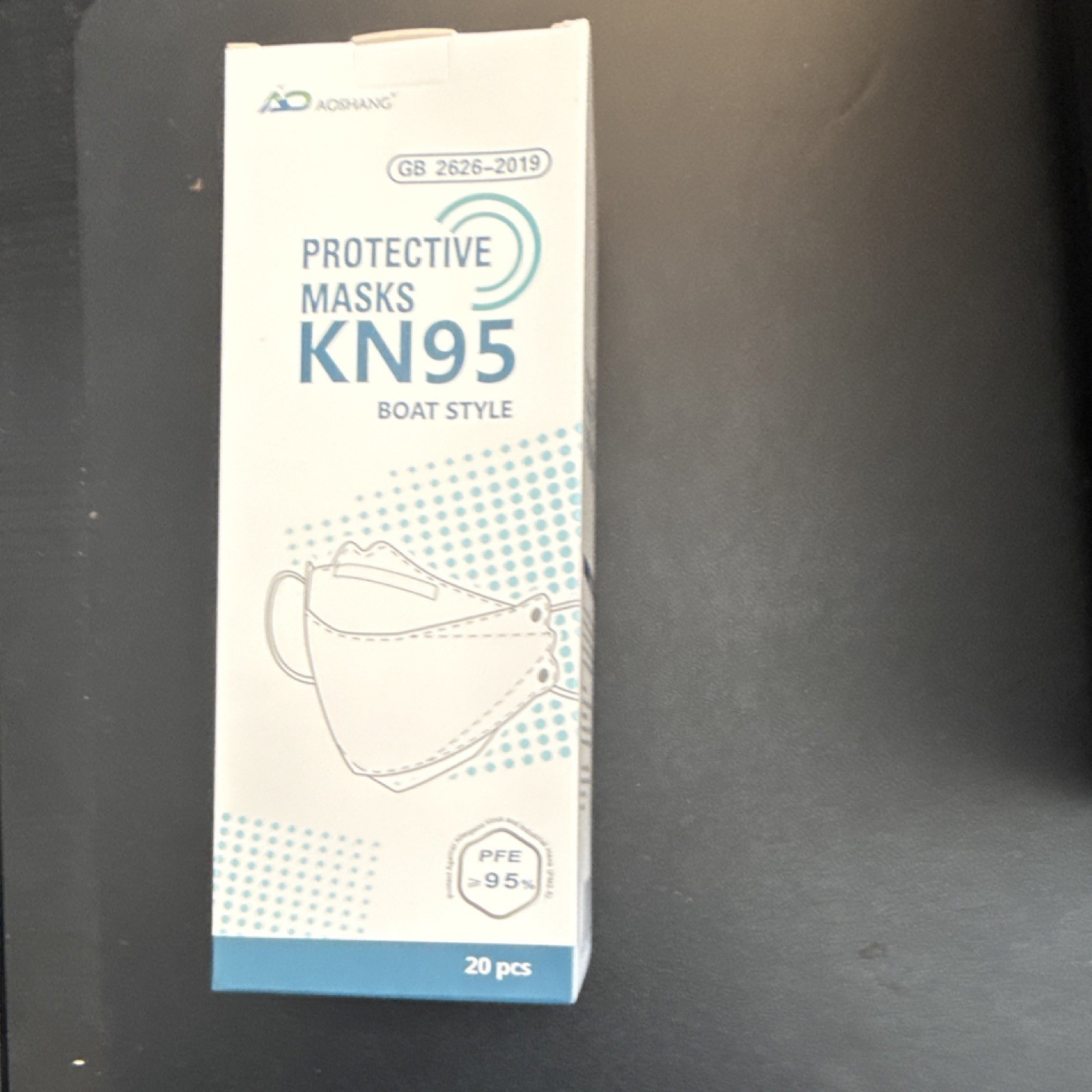 Aoshang KN95 Boat Style Protective Masks 20 pcs PFE ≥95% GB2626-2019