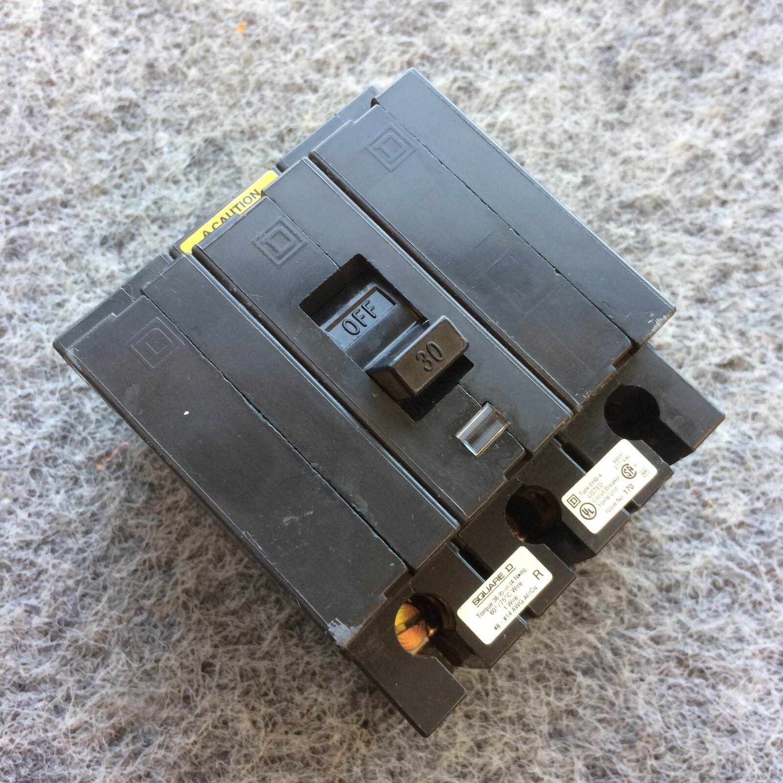 Square D EHB34030 EHB-4 Series 2 Circuit Breaker 3-Pole 30A Bolt-On NOS