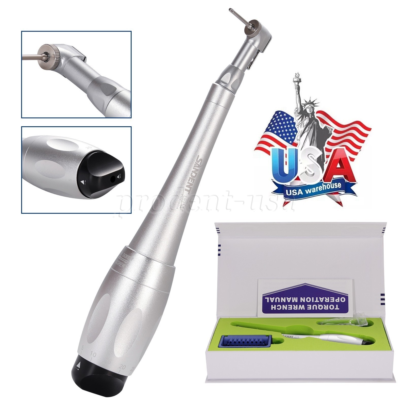 Dental Universal Implant Kit Torque Wrench Contra Angle Handpiece & 16 Drivers