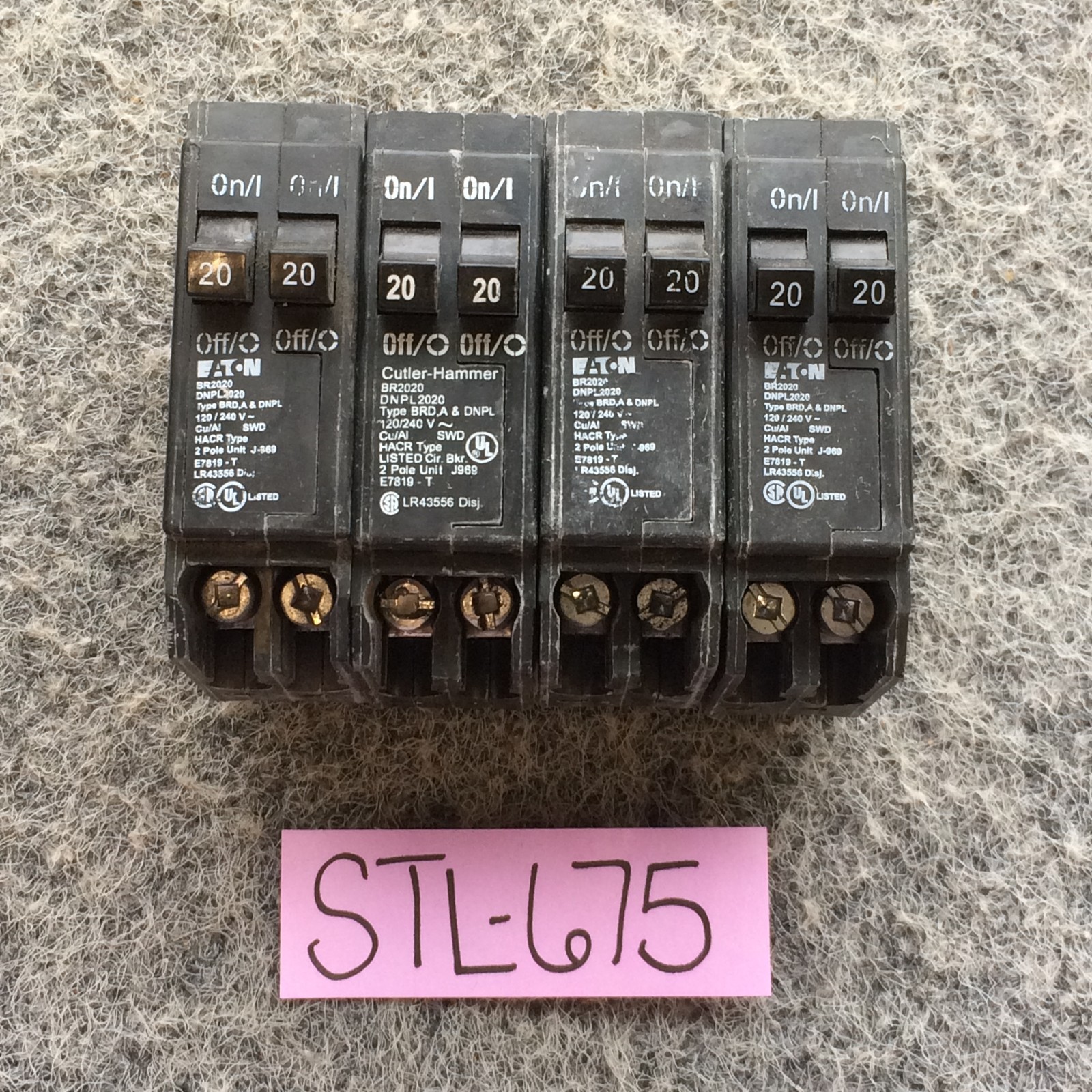 Eaton BR2020 DNPL2020 Single Two Pole circuit breaker Lot Of 4 NOS