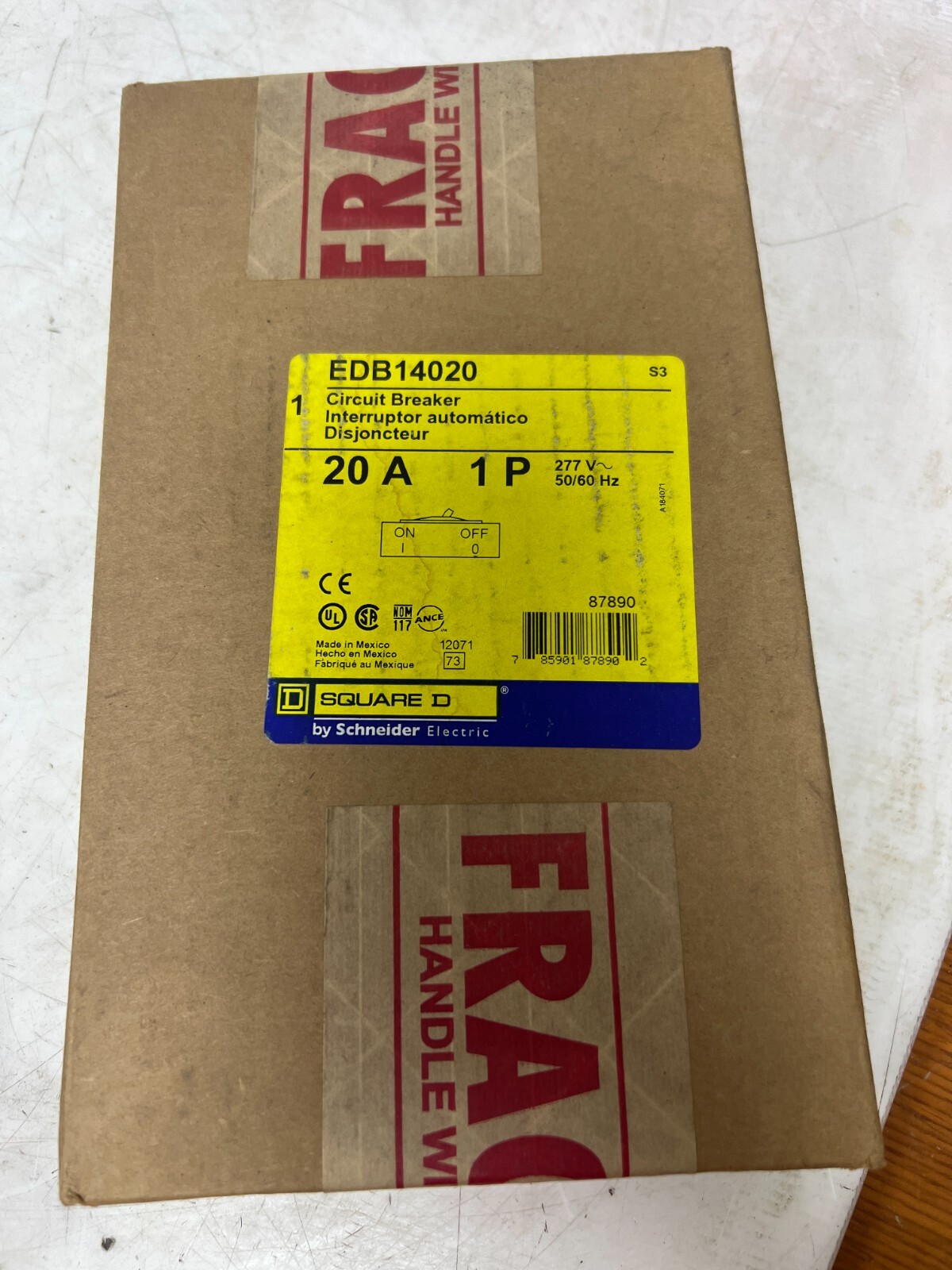 😍 (3) NEW SQUARE D 20 AMP CIRCUIT BREAKER 1 POLE 277 VAC EDB14020