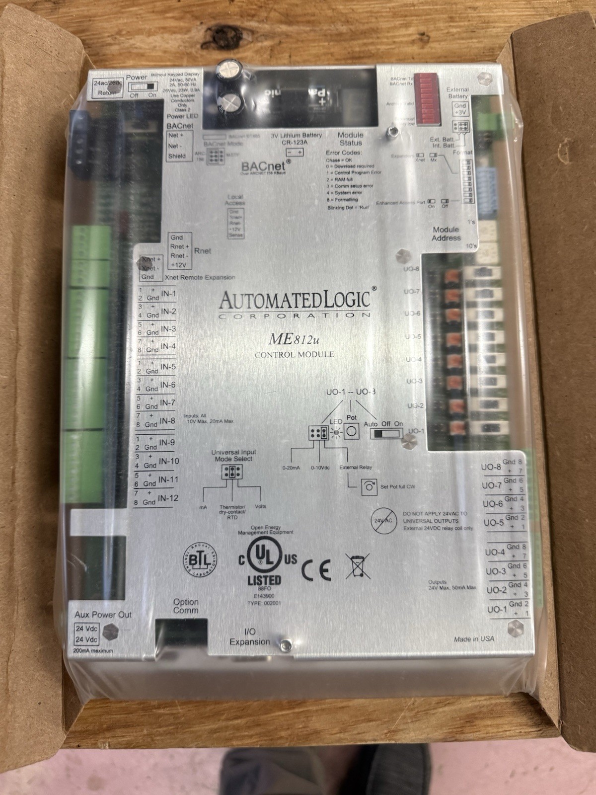 Automated Logic ME812u BACnet Control Module BAS HVAC Controller Rev 16